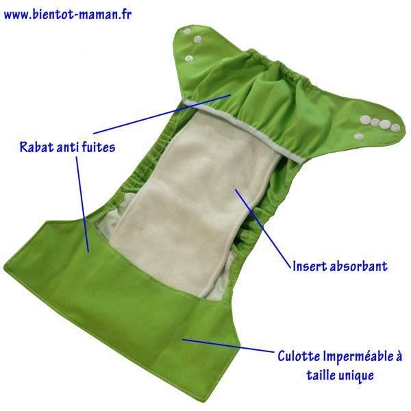couche lavable Tout en deux + 2 inserts BIO Achat / Vente couche
