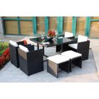  Set de jardin 1 table, 4 fauteuils et repose-pieds