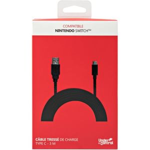 UNDER CONTROL Cable de charge tressé USB TYPE C - Compatible Nintendo SWITCH - Noir