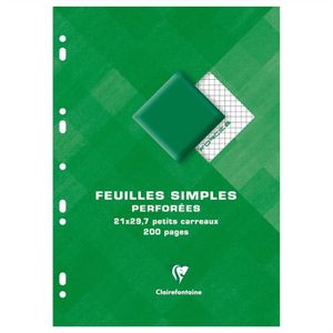PAPETERIE Feuilles simples blanches perforees 210X297 200 pa