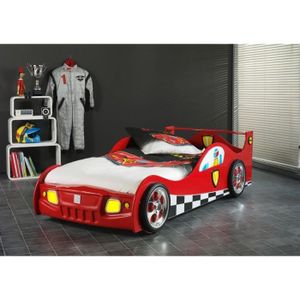 MONZA Lit enfant voiture contemporain laqué rouge - l 90 x L 200 cm