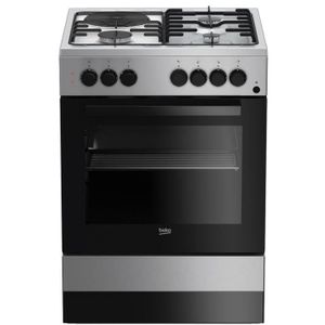 BEKO CUM65S-Cuisini?re table mixte gaz / électrique-4 foyers-2,9KW-Four Electrique-66L-A++-Larg 50cm x Haut 85cm-Coloris Silver