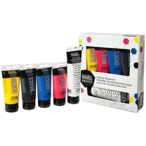 LIQUITEX Set 4 tubes basics 75 ml + blanc 118 ml