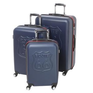 ROUTE 66 Set de 3 Valises ABS 4 Roues 50/60/70 cm Marine