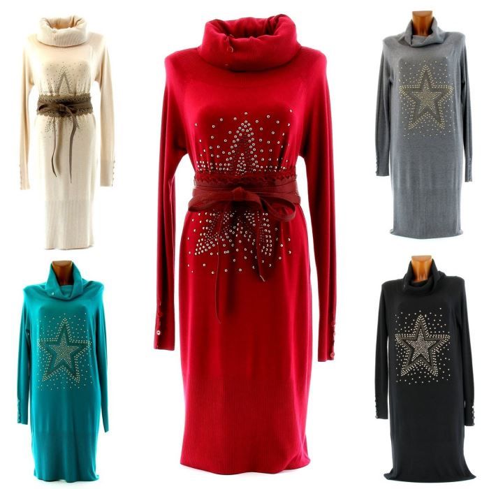Robe Pull Laine Lycra - SOLVEIG ... Rouge Robe Pull Laine Lycra - SOLVEIG ... Rouge