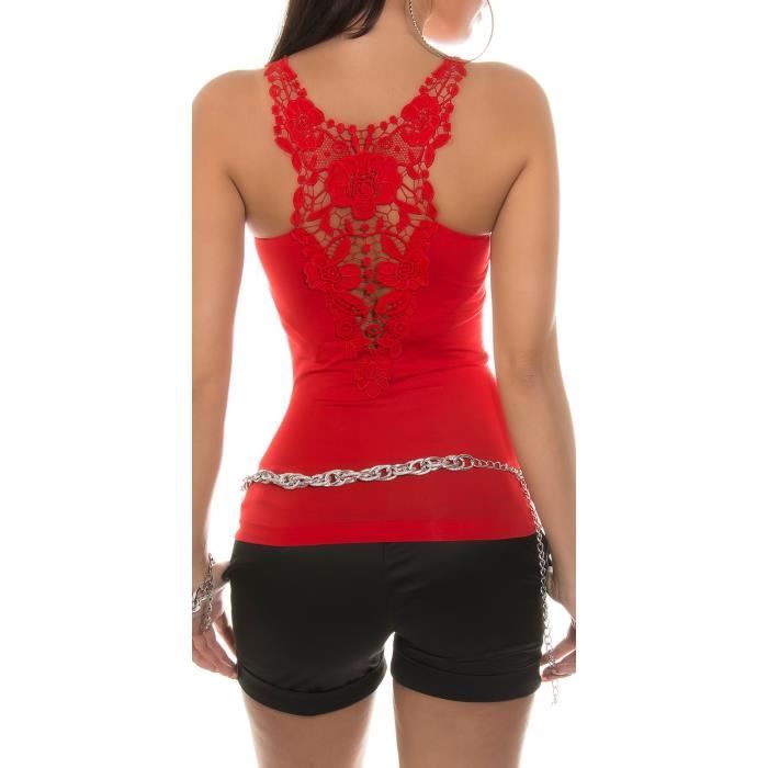 debardeur top femme dos dentelle rouge Rouge Achat / Vente débardeur