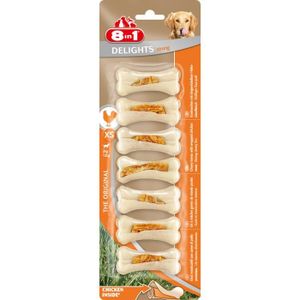8in1 Os ? mâcher au poulet Delights Strong - Taille XS - 7 pi?ces- Pour chien - Carton de 6 sachets