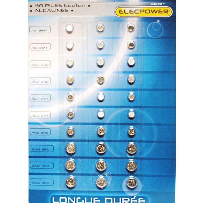 LOT DE 30 PILES BOUTON ALCALINE LR621 LR41 LR626 L - Achat / Vente ...