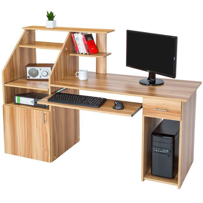 bureau informatique multim u00e9dia  meuble de bureau pour ordinateur 163 cm couleur h u00eatre 1 tiroir