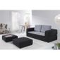 CANAPÉ Canapé convertible 3 places + 2 poufs Tissu noi…