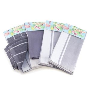 PAVILLON INTERIEUR Lot de 8 torchons gris galet 50x70 cm