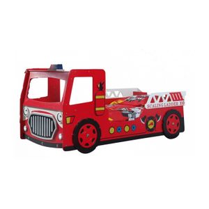 FUN Lit enfant camion pompier rouge