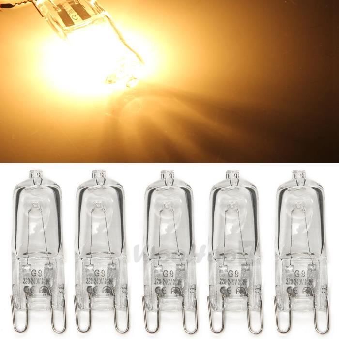 10pcs G9 Ampoule Halogène Lampe Eclairage Blanc Chaud 25W Coque
