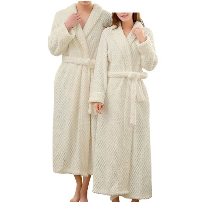 Blanc Pyjama nuisette Unisexe Peignoir femme et homme couple éponge