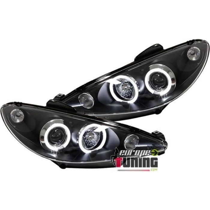 Phares Angel Eyes Noirs Peugeot 206 11043 Achat Vente Phares Optiques Phares Angel Eyes 