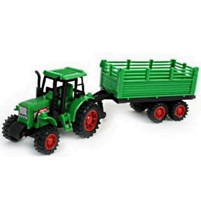 JOUET TRACTEUR ET REMORQUE A RETROFRICTION 30 CM AVANCE TOUT SEUL - Achat / Vente tracteur 