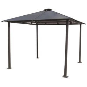 Gloriette en aluminium 9m? toit 4 pentes en polycarbonate anti-UV 6 mm - Gris anthracite