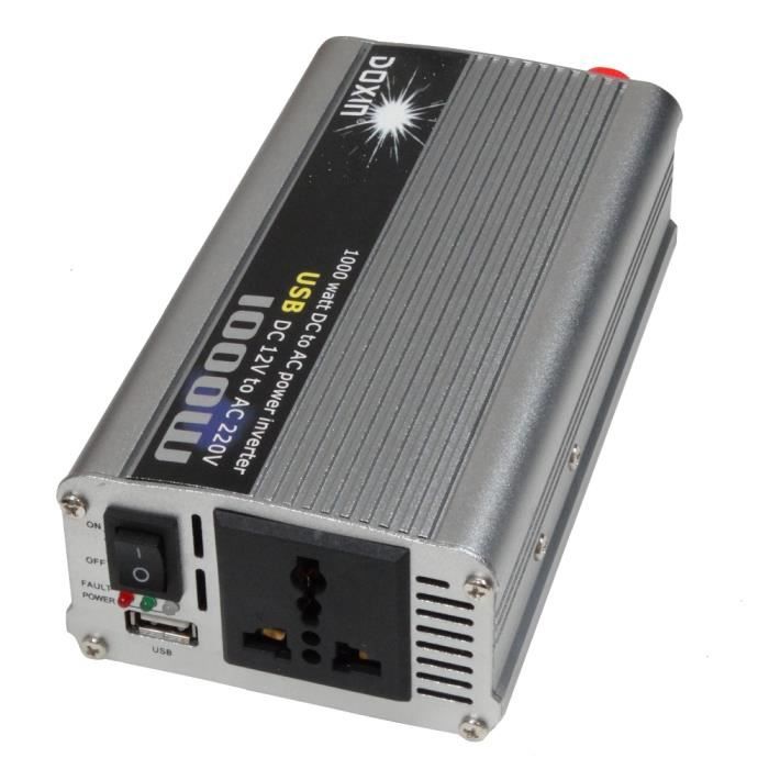 Convertisseur 12V/220V 1000W BYGD - Onduleur Voiture Avec Prise Allume-Cigare Et Ports USB - Pour Camping, Voyage