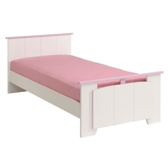 Lit enfant 90x190 cm Blanc et Rose CINDERELLA Le lit blanc et rose