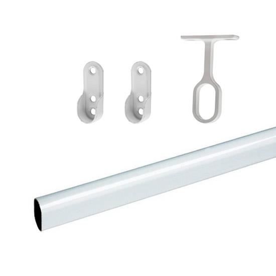 KIT PENDERIE Tube de 30 15 mm BLANC LG 2M +2 SUPPORTS NAISSANCE ET 1