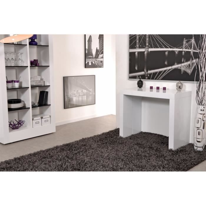 table console extensible 5 rallonges blanc