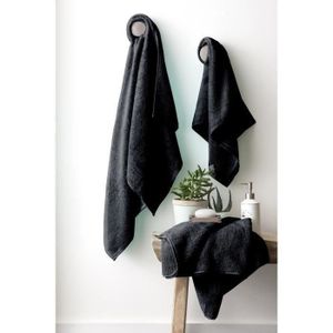 FINLANDEK Set de 2 Draps de douche 70x140 cm + 1 serviette de toilette 50x100 cm KYLPY noir