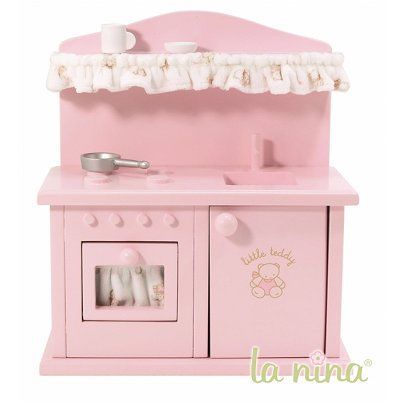 Accessoire maison de Poupées , Cuisine bois rose