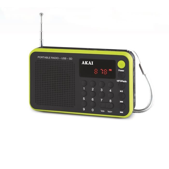 akai ar 68kgn transistor radio portable noir et vert radio cd