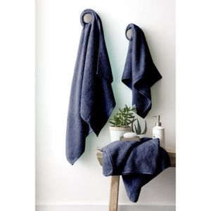 FINLANDEK Set de 2 Draps de douche 70x140 cm + 1 serviette de toilette 50x100 cm KYLPY bleu marine