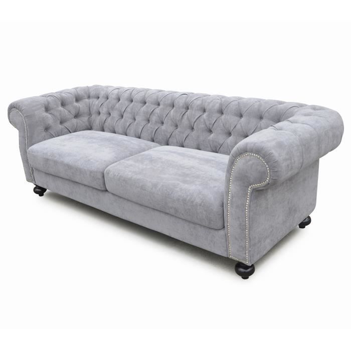 Chesterfield design contemporain - Canapé Chesterfield 3 places gris - Ce canapé Chesterfield ...