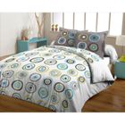 PARURE DE COUETTE CASATXU Housse 220x240cm + 2 Taies CERCLES TURQUOI