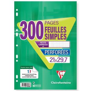 Feuilles simples blanches perforees 210X297 300 pa