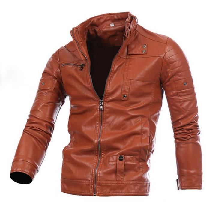 eozy blouson moto cuir homme hiver marron achat vente eozy blouson moto cuir homme hiver marron achat vente