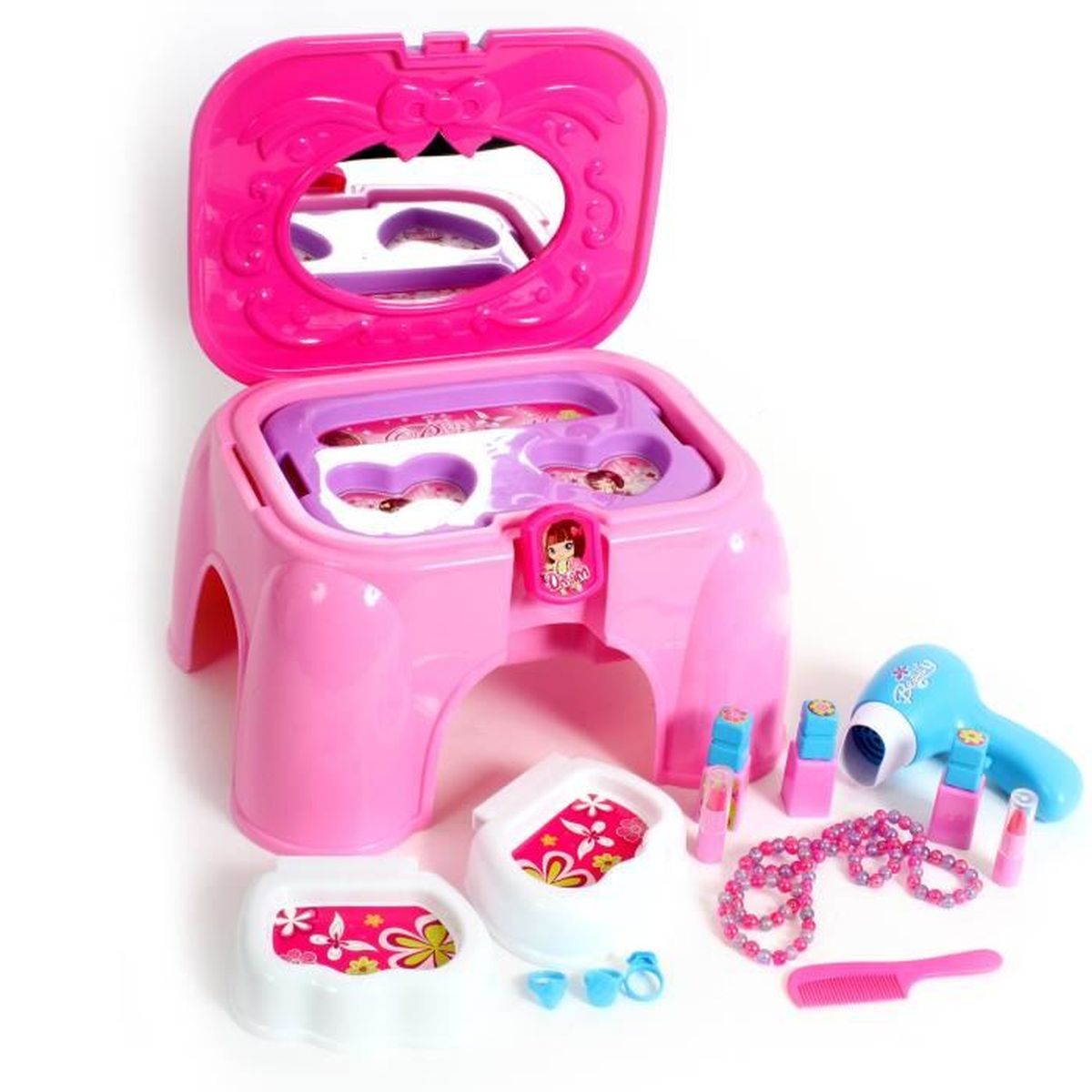 Pretty girl Mallette coiffeuse rose avec accessoires pour enfant Rose