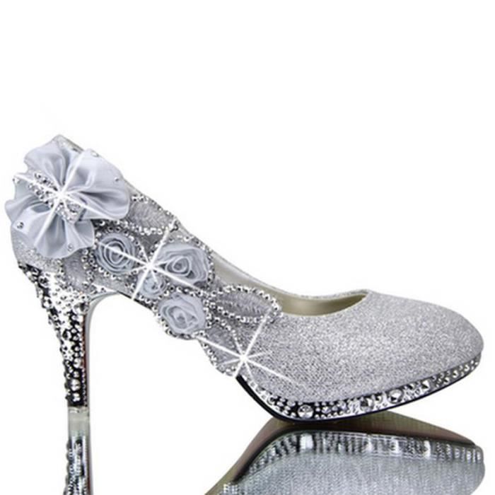 chaussure talon argente femme