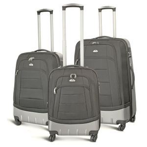 KINSTON Set de 3 Valises Semi Rigide ABS et Polyester 4 Roues 54-64-74 cm Gris Foncé