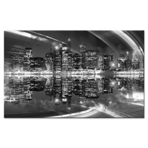 CITY Tableau déco toile imrpimée 80x50 cm noir ville