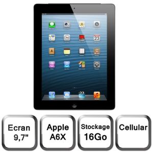 TABLETTE TACTILE iPad avec écran Retina Wi-Fi + Cellular 16 Go noir TABLETTE TACTILE iPad avec écran Retina Wi-Fi + Cellular 16 Go noir
