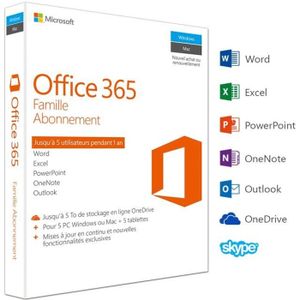 Office 365 Famille - Inclus les nouveaux logiciels Office 2016 pour 5 PC/Mac + 5 tablettes + 5 smartphones pendant 1 an