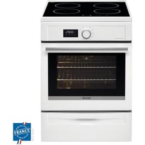 BRANDT KIP100W - Cuisini?re table induction - 4 zones - 9,283Wmax - Four multifonction Pyrolyse - 57L - A - L60xH85cm - Blanc