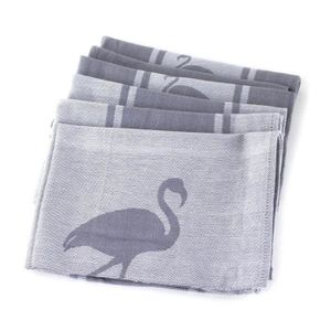 PAVILLON INTERIEUR Lot de 6 torchons Jacquard gris galet 50x70 cm