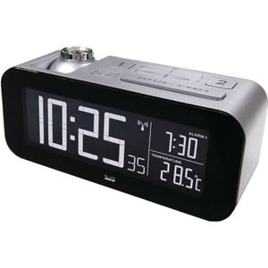 BALANCE 862458 Réveil radio contrôlé LCD - Argent/Noir