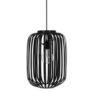Lustre - suspension lamelles forme cylindrique ?26 cm noire E27 40W