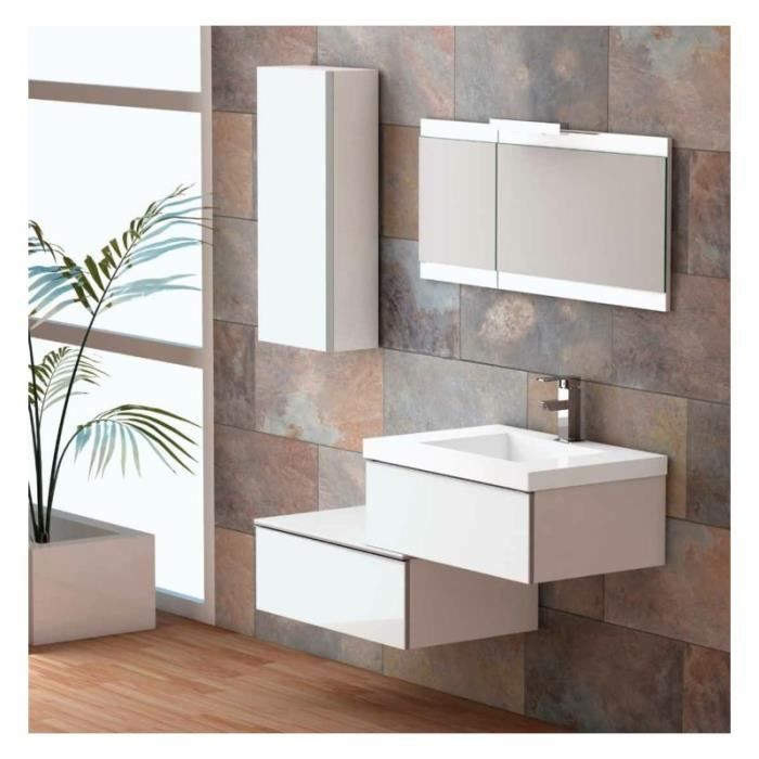 Meuble Suspendu Salle de Bain Duo 70-Avec colonne-Chene--105 cm