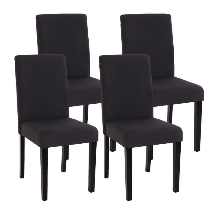 Lot de 4 chaises de salle a manger tissu noir  Achat / Vente chaise