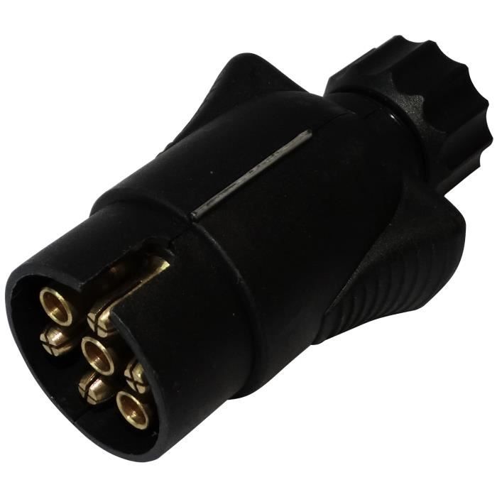 Prise Remorque 7 Broches ETUKER Mâle - Métal Étanche, 12V | Pour Voiture, Caravane, Attelage