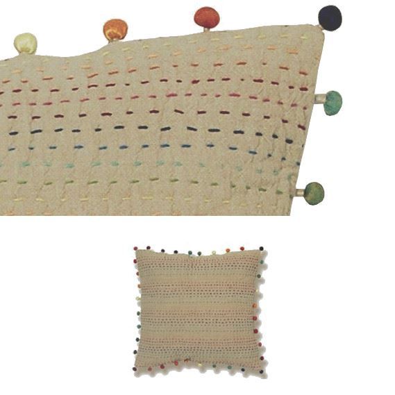 Coussin pompons 45 x 45 cm GASTOUNET Multico Achat / Vente coussin