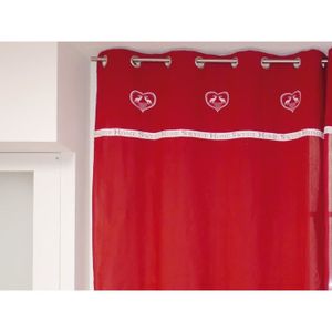 SOLEIL D'OCRE Rideau brodé Sweet Home 140x240 cm rouge et blanc