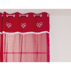 SOLEIL D'OCRE Voilage ? ?illets brodé Sweet Home 140x240 cm rouge et blanc