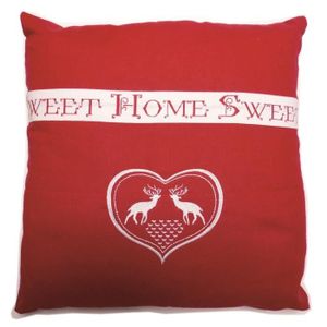 SOLEIL D'OCRE Coussin Sweet Home 40x40 cm rouge et blanc